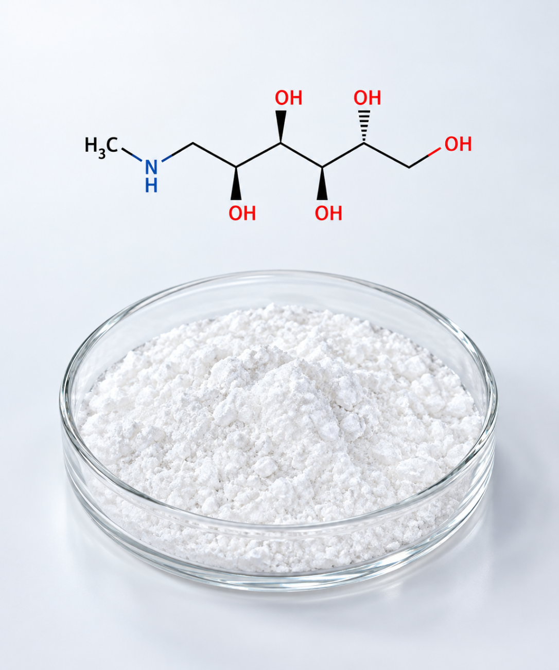 Meglumine – cấu trúc hóa học và nguyên liệu dạng bột
